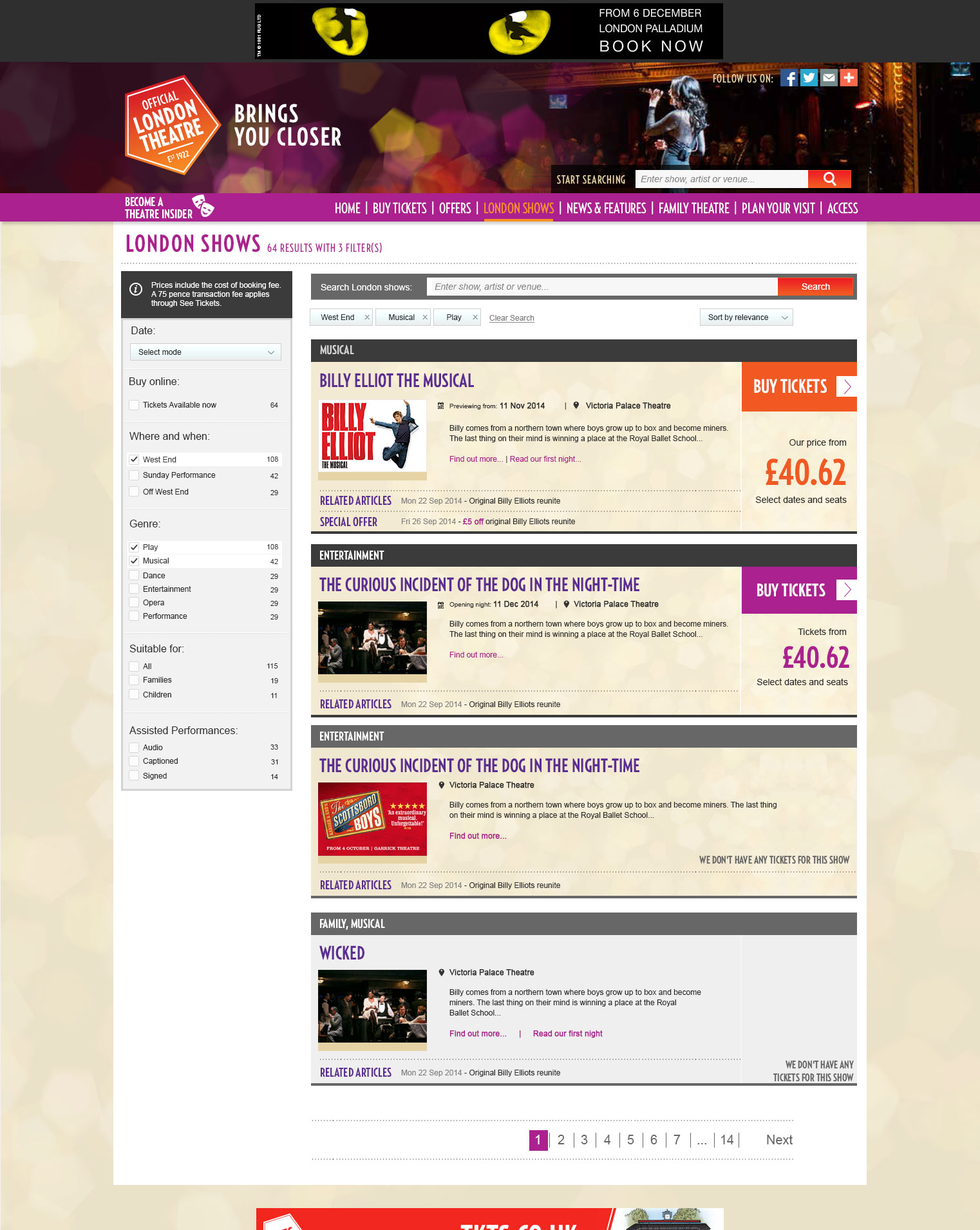 THE OFFICIAL LONDON THEATRE WEBSITE REDESIGN